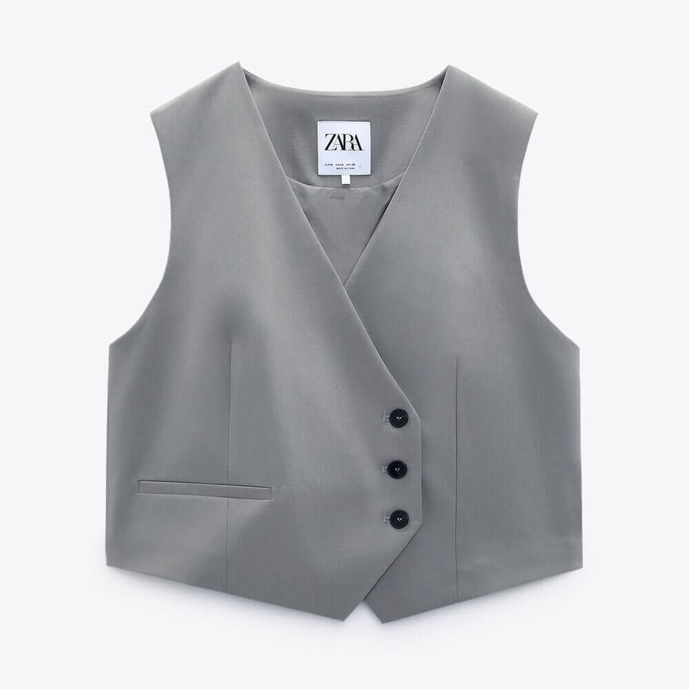 

Жилет Zara Tailored Double-breasted, серый