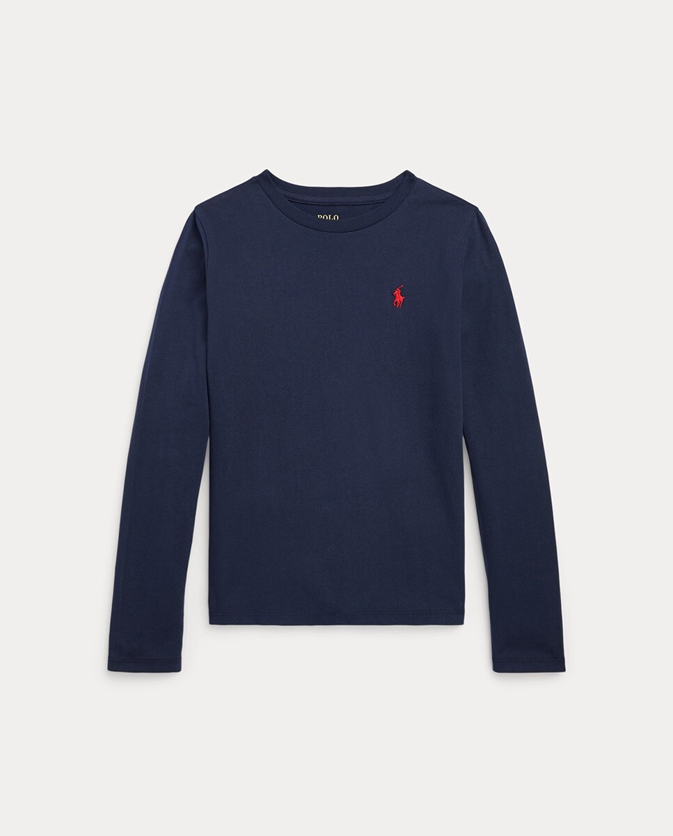 

Хлопковая футболка темно-синего цвета для девочки Polo Ralph Lauren, синий