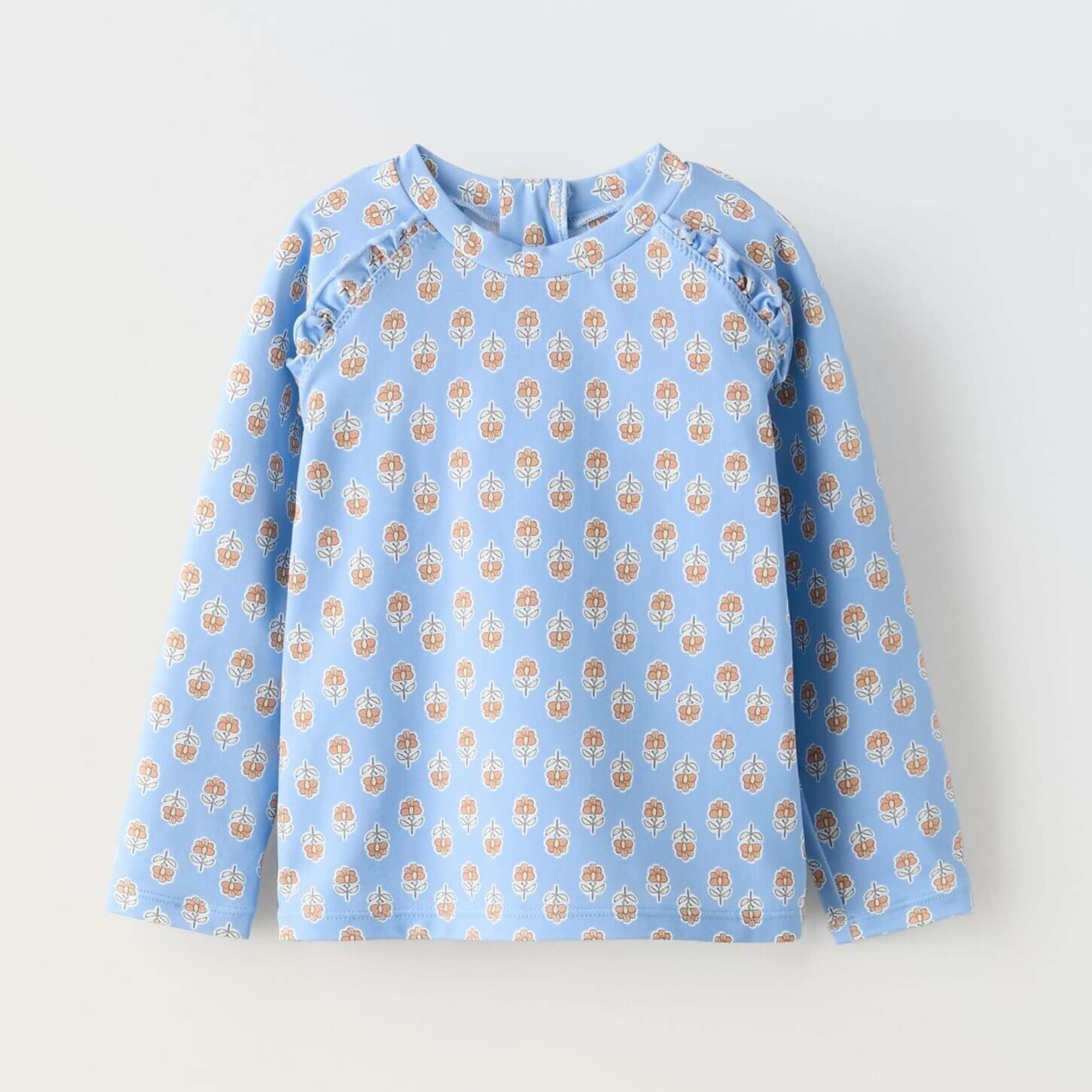 

Лонгслив Zara Floral Print, голубой, Синий