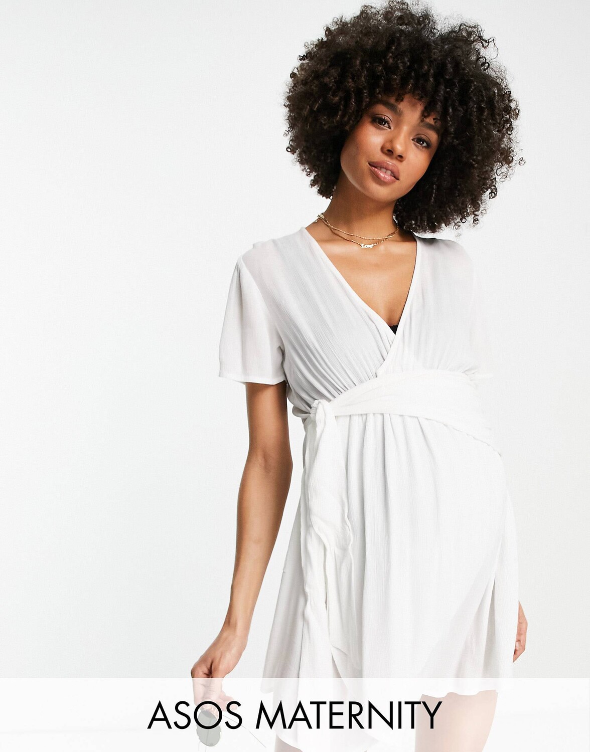

Белая прозрачная пляжная накидка с жатым галстуком спереди ASOS DESIGN Maternity, Белый