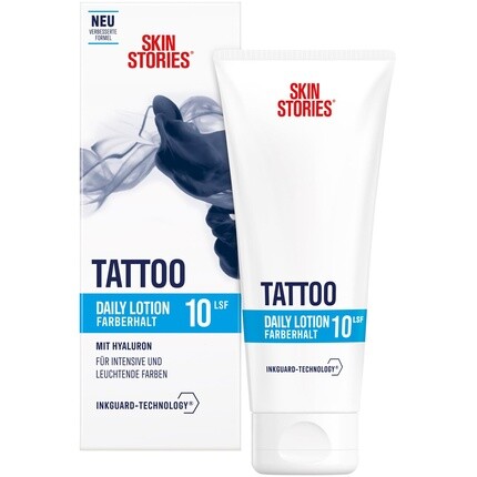 

SKIN STORIES Daily Lotion 100 мл Увлажняющий крем для татуировок с технологией InkGuard и гиалуроновой кислотой Ежедневный уход за татуировками с SPF 10 для насыщенных цветов и их сохранения