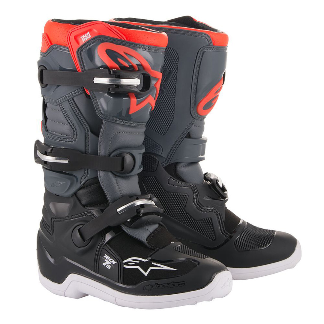 Ботинки для мотокросса Alpinestars Tech 7S Youth, черный/серый/красный молодежные ботинки для мотокросса tech 7s alpinestars серый белый оранжевый