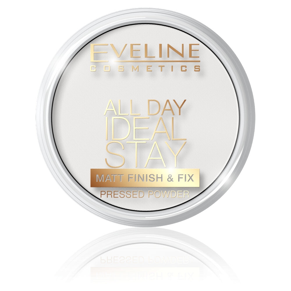 

Eveline Cosmetics All Day Ideal Stay Matt Finish&Fix Pressed Powder матирующая и фиксирующая пудра для лица 60 White 12г