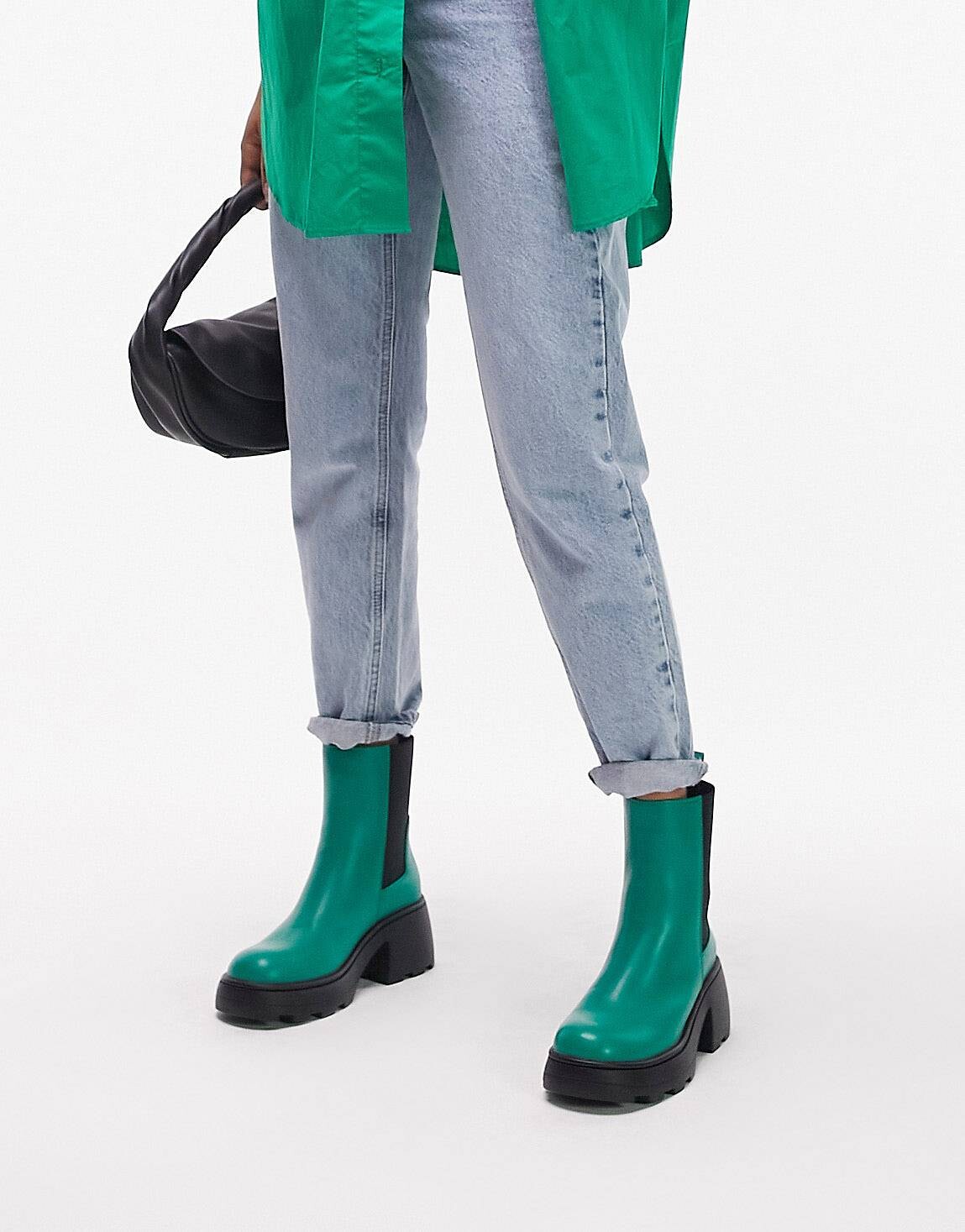 

Зеленые массивные ботинки челси Topshop Margot, Зеленый