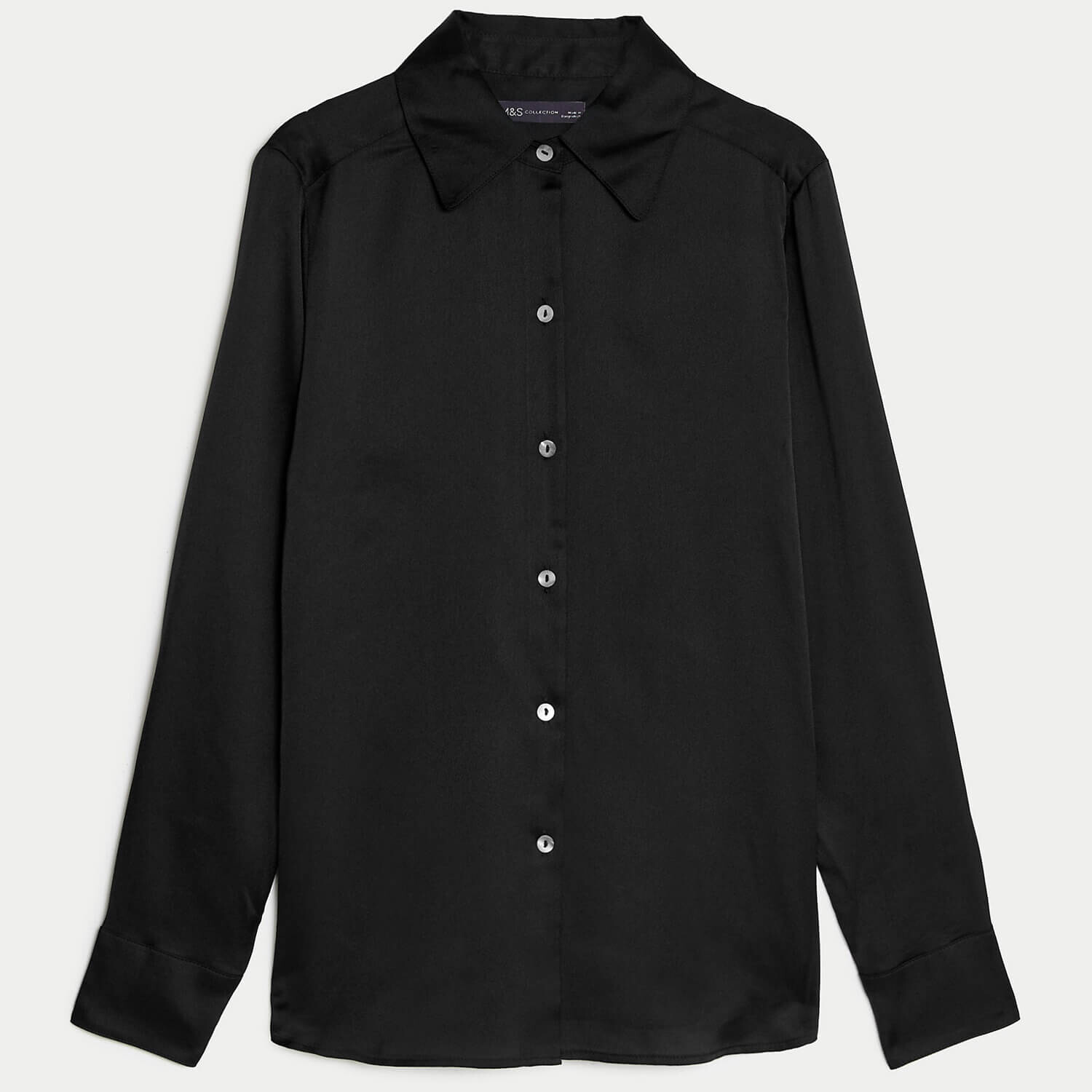 

Рубашка Marks & Spencer M&S Collection Satin Collared, черный