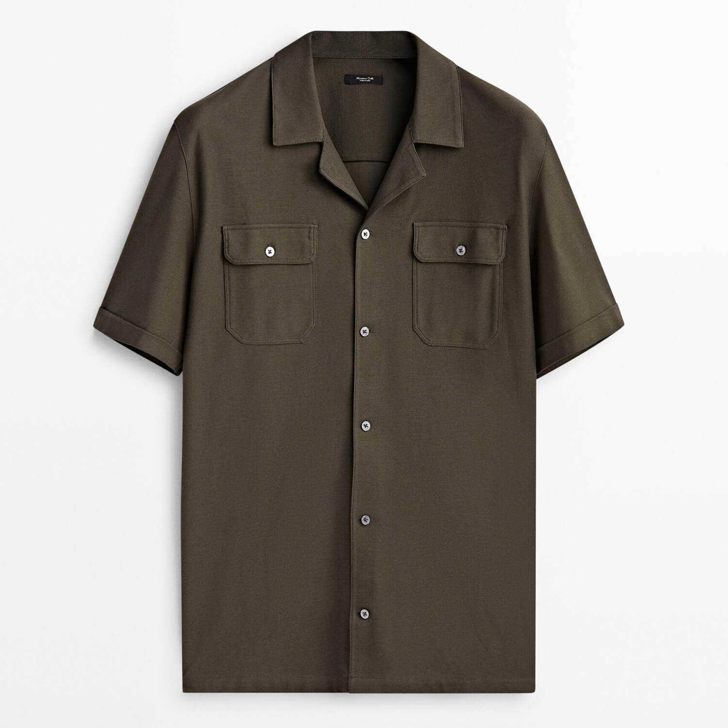 

Рубашка Massimo Dutti Micro-Twill Short Sleeve With Pockets, хаки
