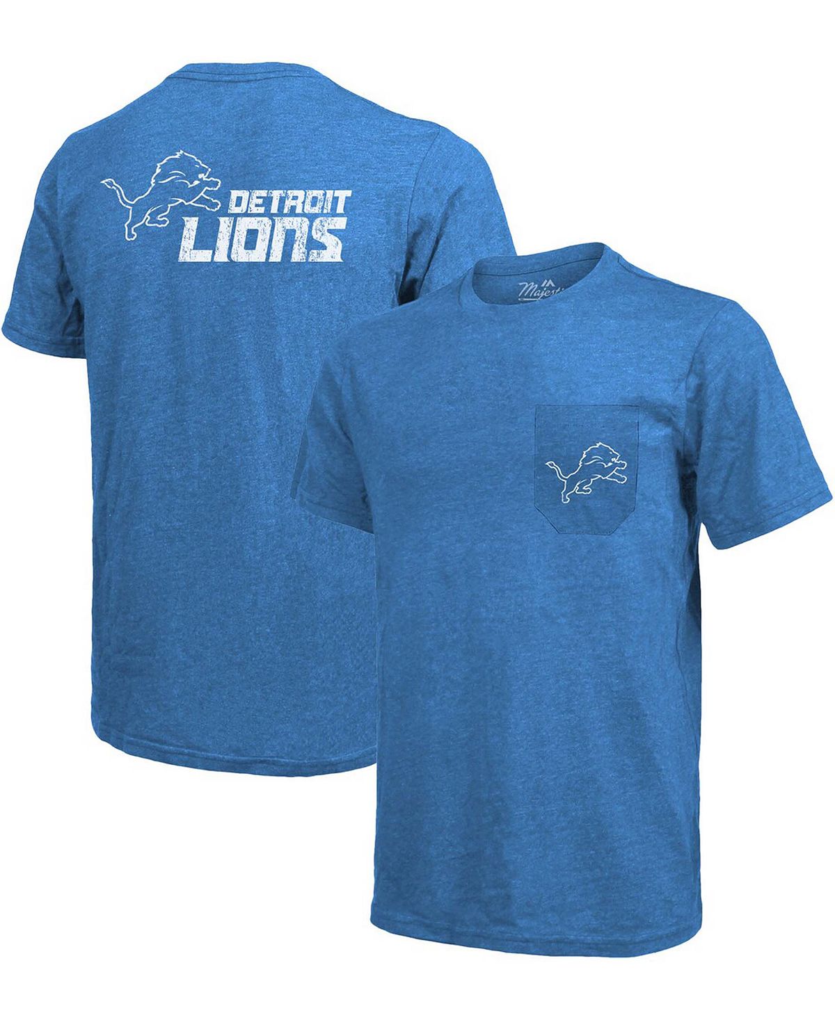 Футболка detroit lions tri-blend pocket - синий Majestic, синий футболка с карманами tri blend threads detroit lions синяя majestic