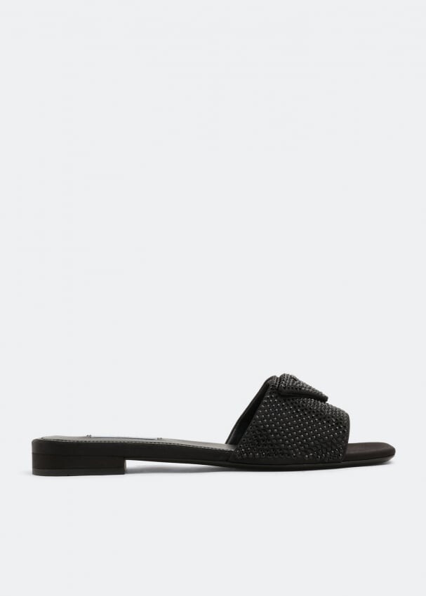 

Сандалии PRADA Satin crystal sandals , черный