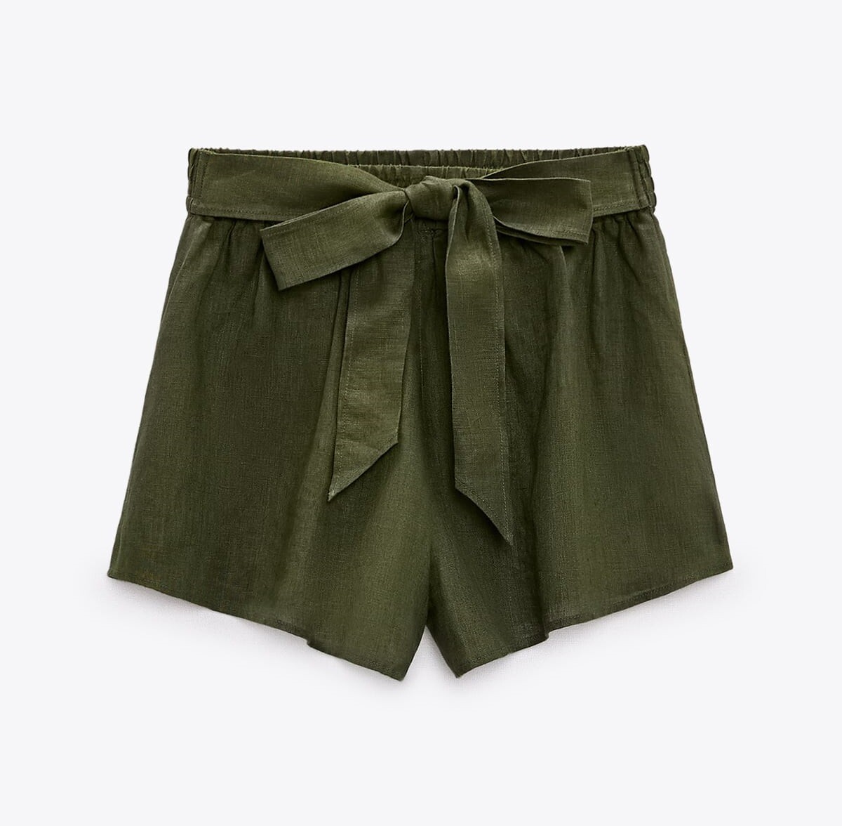 

Шорты Zara Linen Bermuda With Tie Detail, зеленый