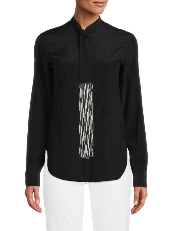 

Блузка Missoni из смесового шелка с бахромой, черный