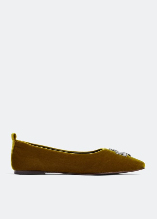 

Балетки TORY BURCH Eleanor velvet ballet flats, коричневый
