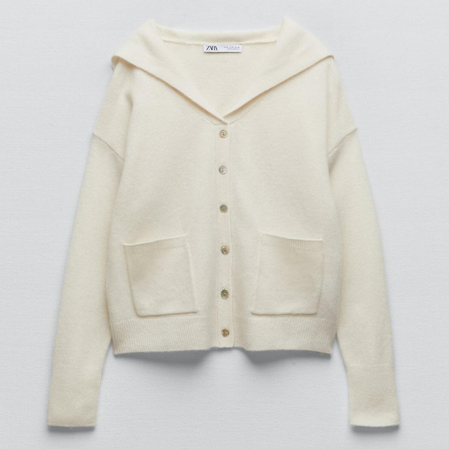 

Кардиган Zara Wool With Lapel Collar, кремовый