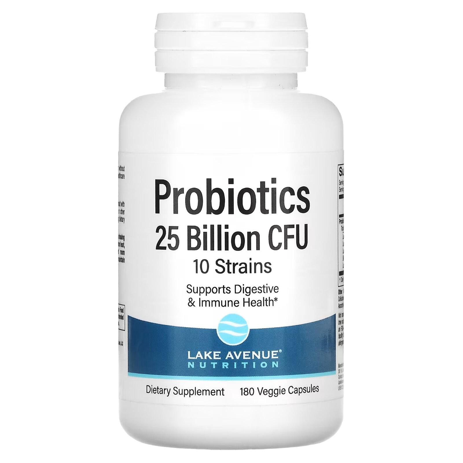 Пробиотики Lake Avenue Nutrition 25 млрд КОЕ, 180 капсул lake avenue nutrition пробиотик в мини таблетках 2 штамма здоровых бактерий 1 млрд кое 90 маленьких мягких таблеток