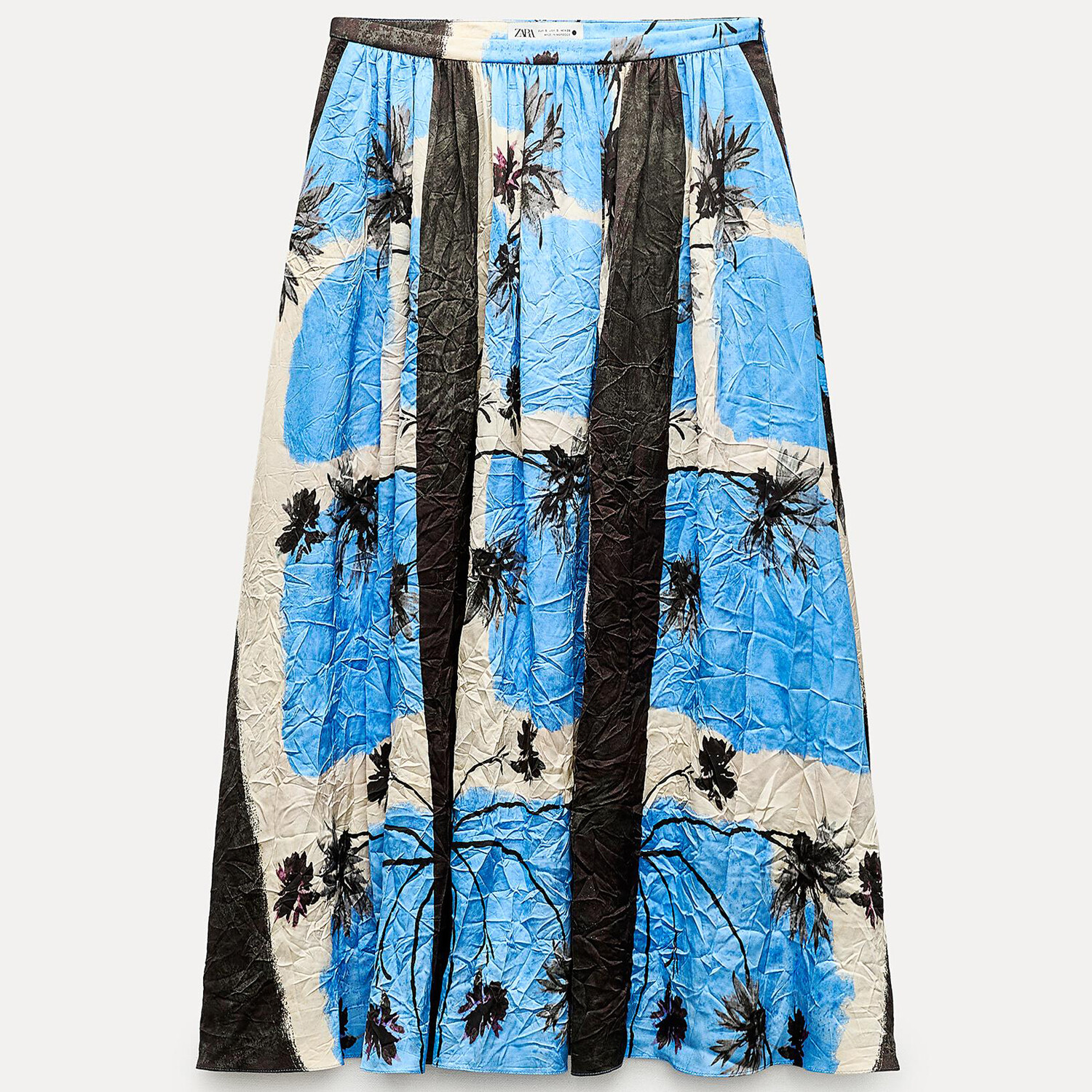 Юбка Zara ZW Collection Creased Printed, мультиколор юбка zara printed mini мультиколор