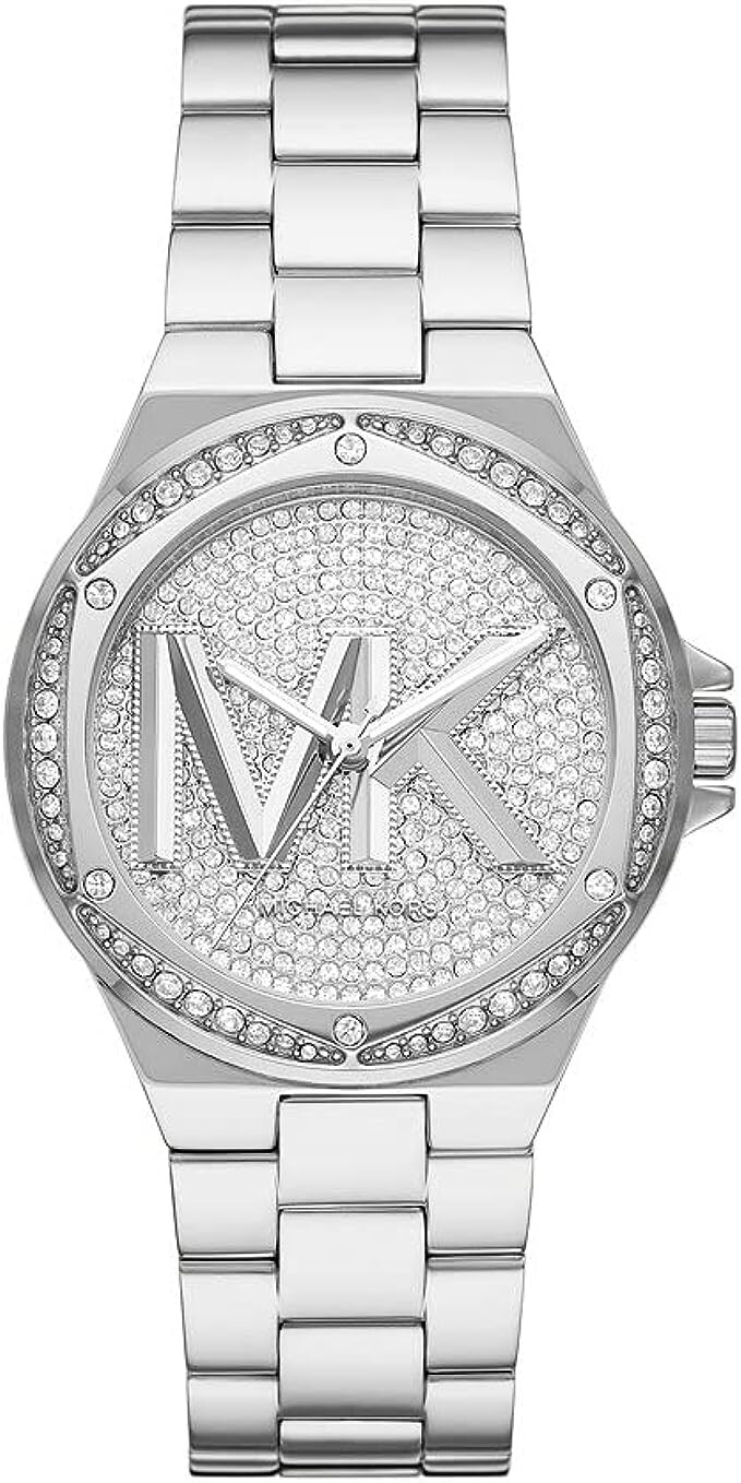 

Часы наручные Michael Kors Lennox Pavé Logo Silver-Tone, серебристый