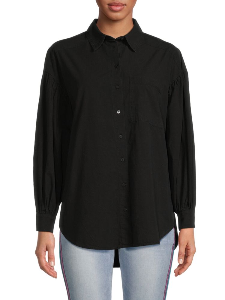 Рубашка на пуговицах с высоким низким вырезом Lea & Viola, черный