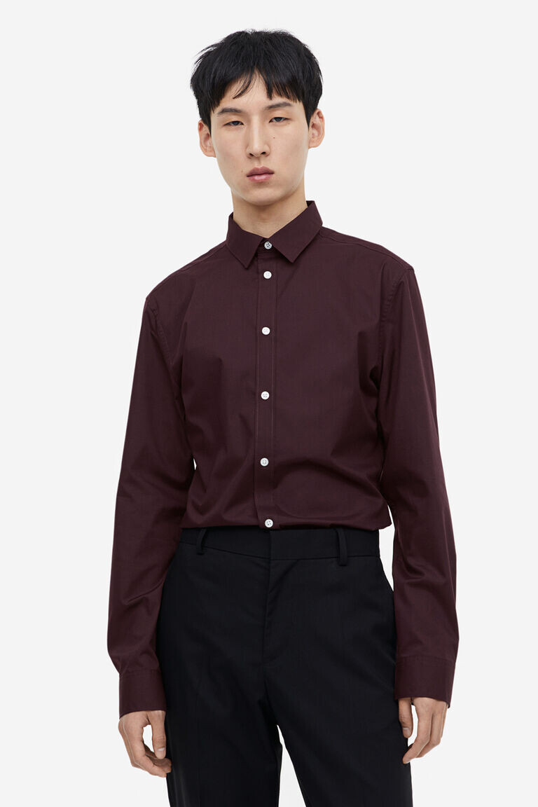 

Рубашка slim fit, которую легко гладить H&M, бургундия