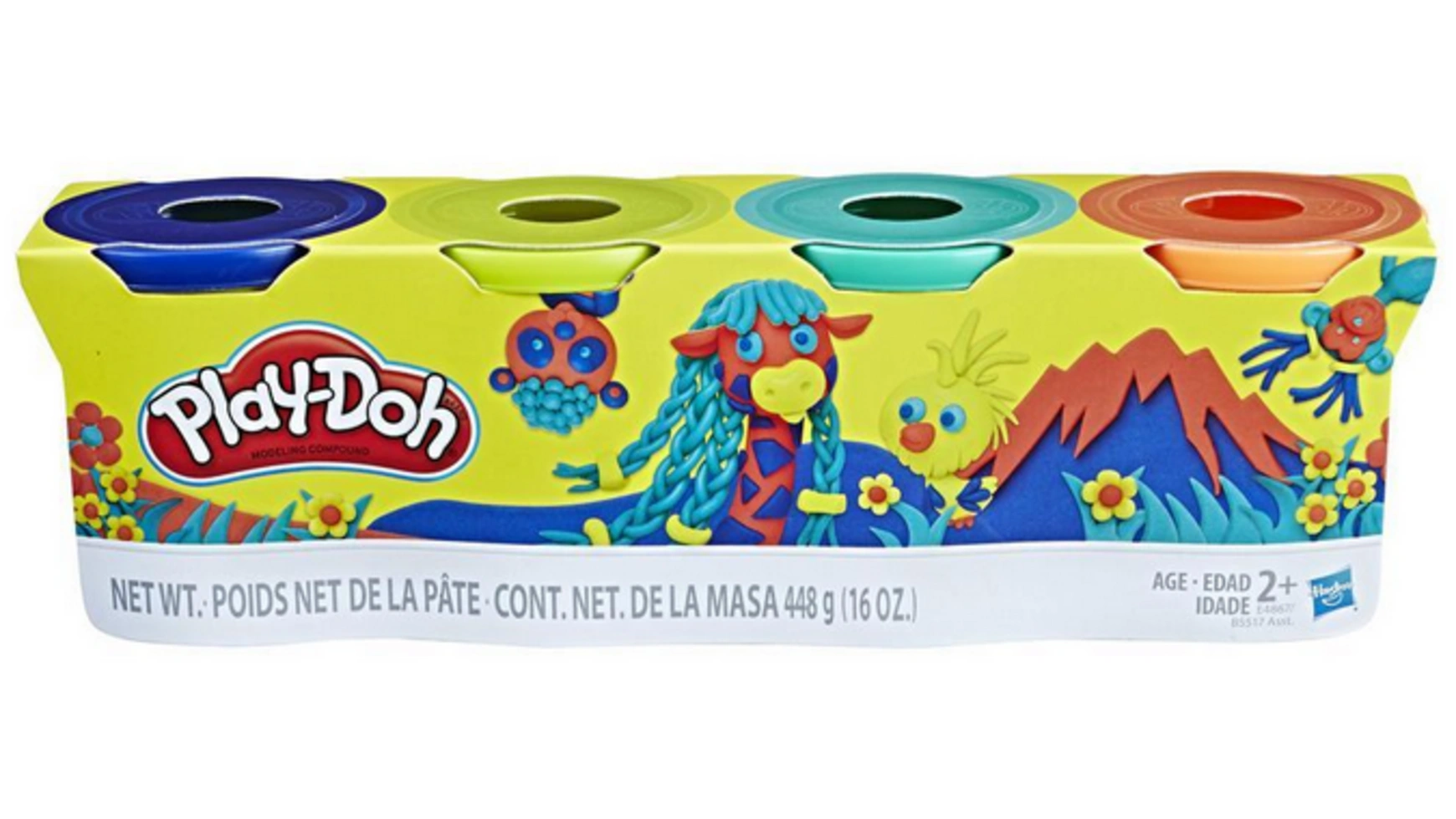 Hasbro набор Playdoh из 4 штук светло-голубого, светло-зеленого, розового и фиолетового цветов