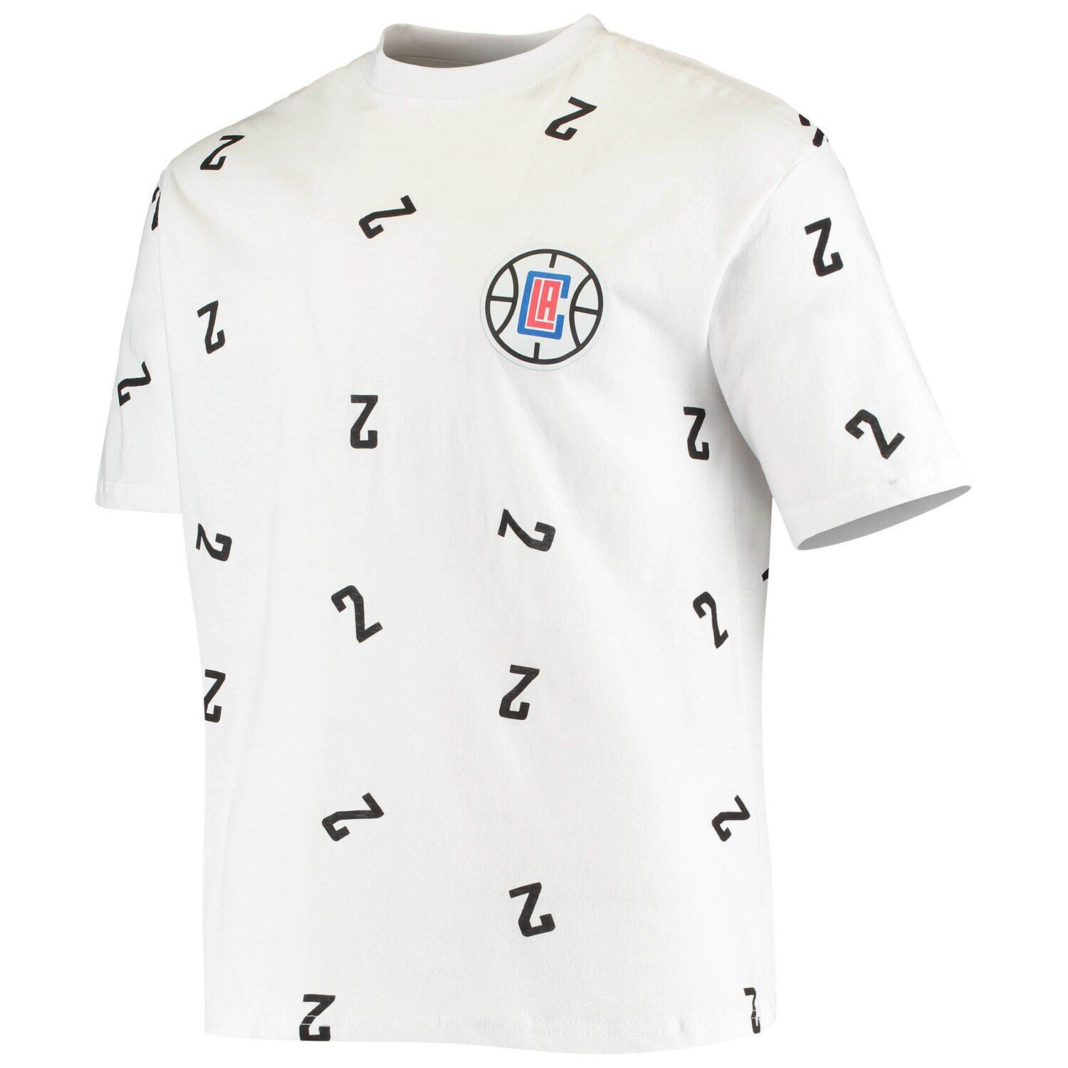 

Мужская белая футболка Kawhi Leonard LA Clippers All Over Number Fanatics
