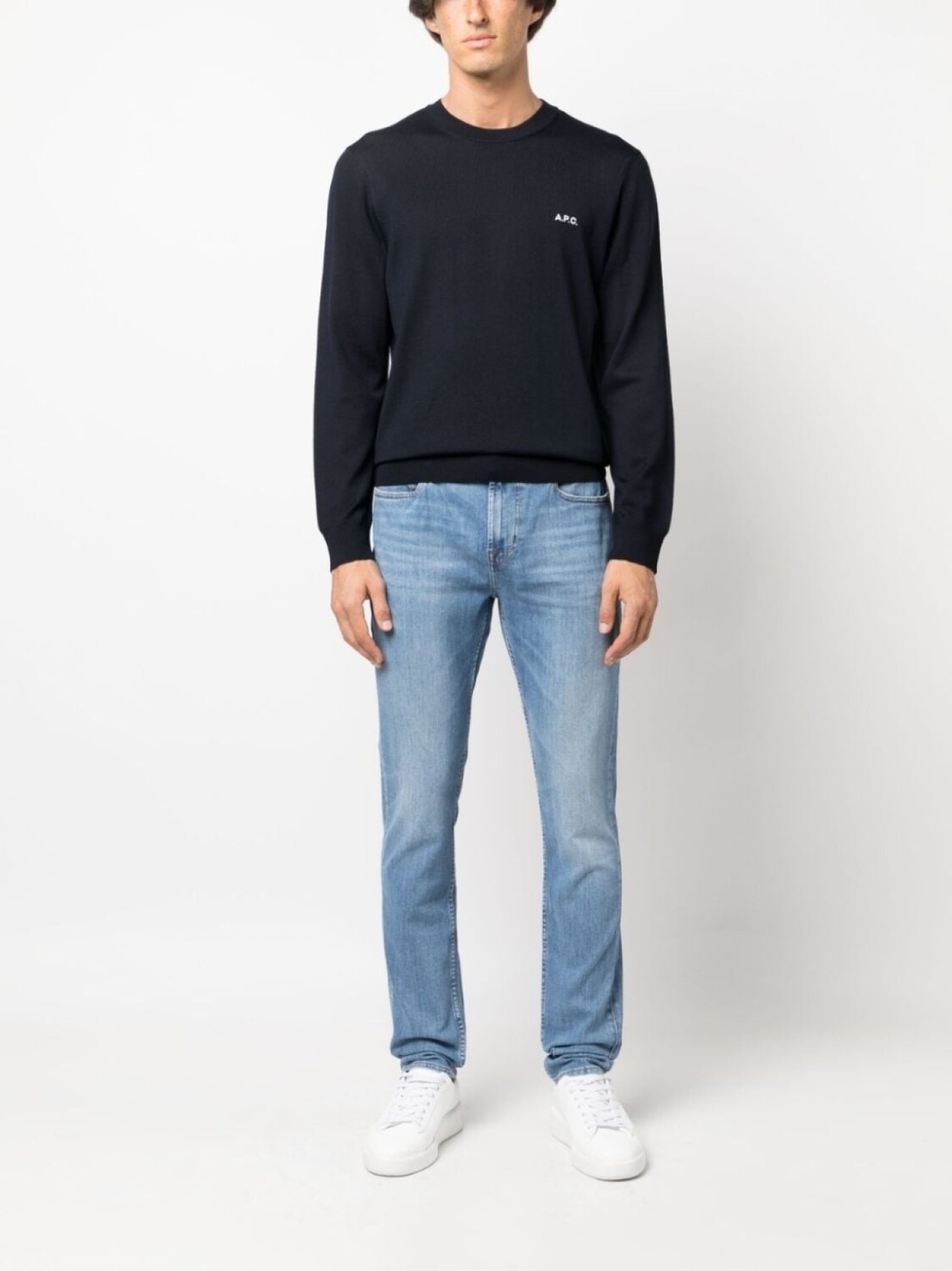

A.P.C. джемпер из смесовой шерсти с вышитым логотипом, синий