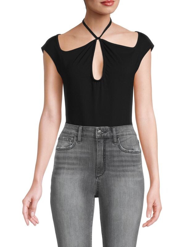 

Боди BCBGMAXAZRIA с вырезом и лямкой на шее, черный