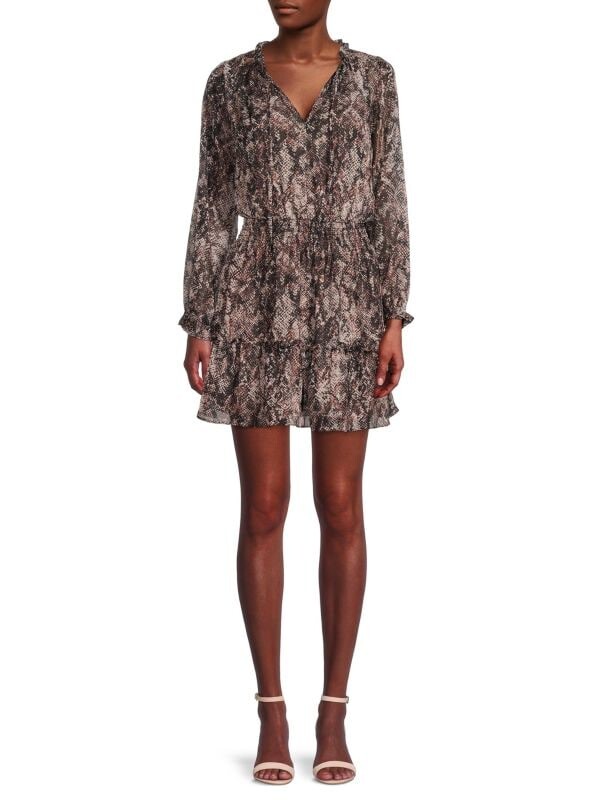 

Присборенное мини-платье с комбинированным узором Socialite Brown multicolor