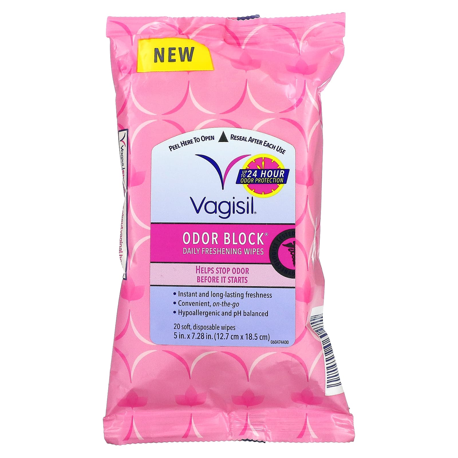 Освежающие Салфетки Vagisil блокирующие запах, 20 мягких одноразовых салфеток