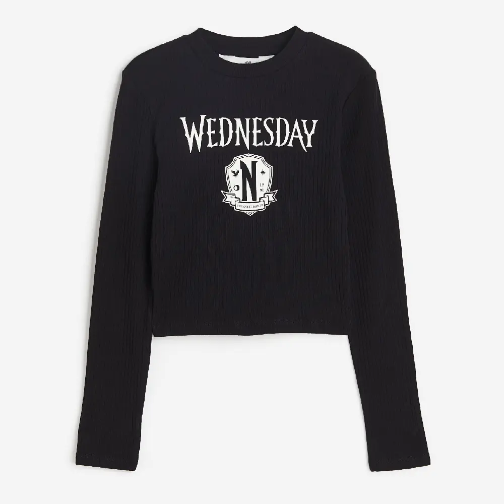 

Топ H&M Kids Printed Jersey Wednesday, черный