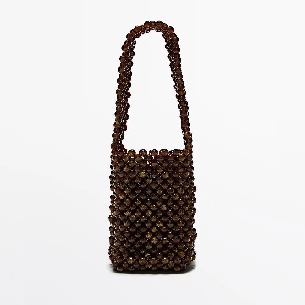 

Сумка Massimo Dutti Shoulder With Beads, темно-оранжевый