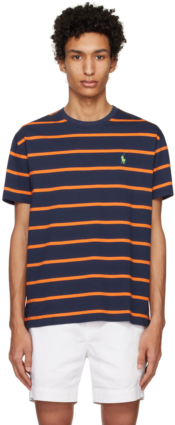 

Темно-синяя футболка в оранжевую полоску Polo Ralph Lauren
