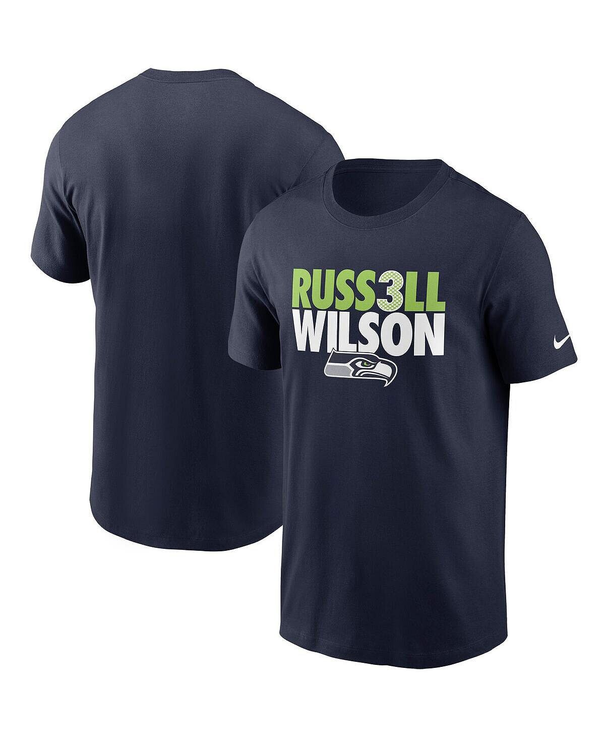 

Мужская футболка с рисунком russell wilson college navy seattle seahawks player Nike, синий