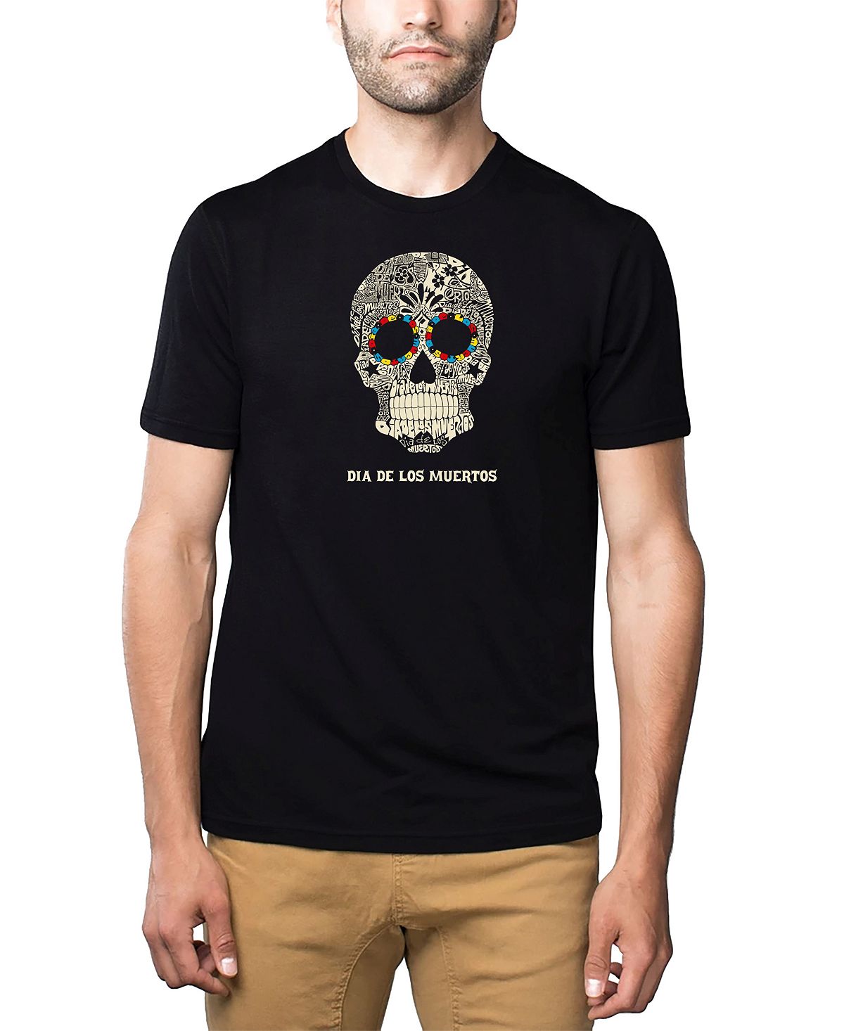 Мужская футболка премиум-класса word art - dia de los muertos LA Pop Art, черный