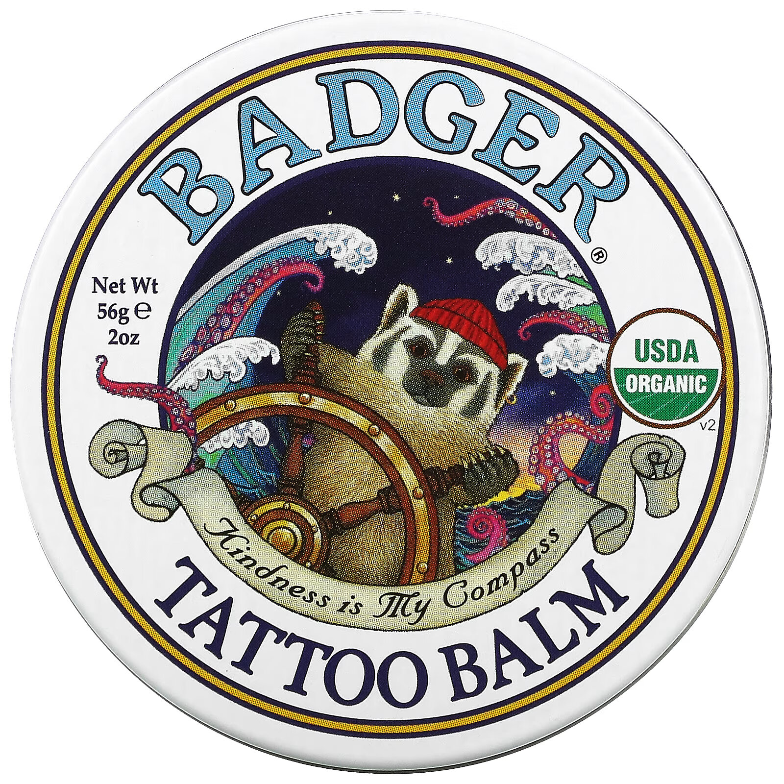 Badger Company, Органический бальзам для татуировок, 56 г (2 унции) badger company органические классические карандаши бальзам для губ зеленая коробка 4 карандаша бальзама 4 2 г 0 15 унции каждый