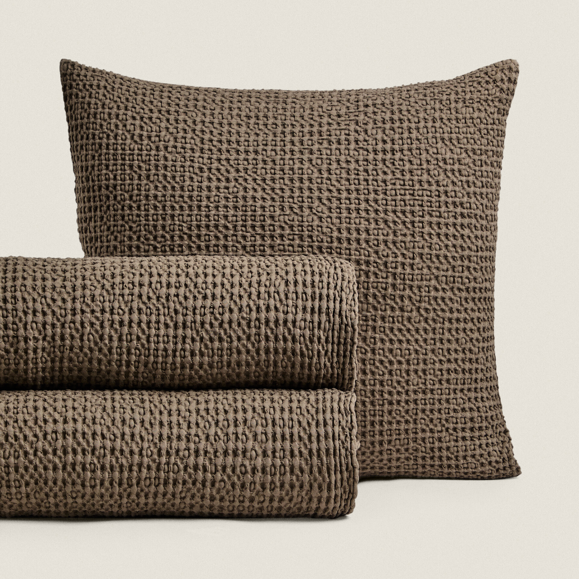 Покрывало Zara Home Waffle Knit, оливковый