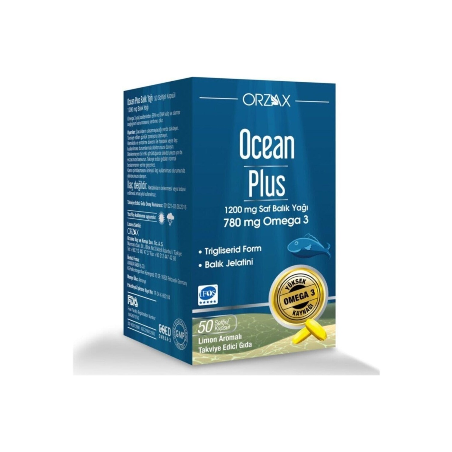 Омега-3 Plus Orzax 1200 мг, 50 капсул garden of life oceans 3 beyond omega 3 с омега ксантином 60 желатиновых капсул