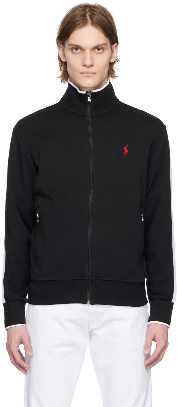 

Черно-белая спортивная куртка с вышивкой Polo Ralph Lauren