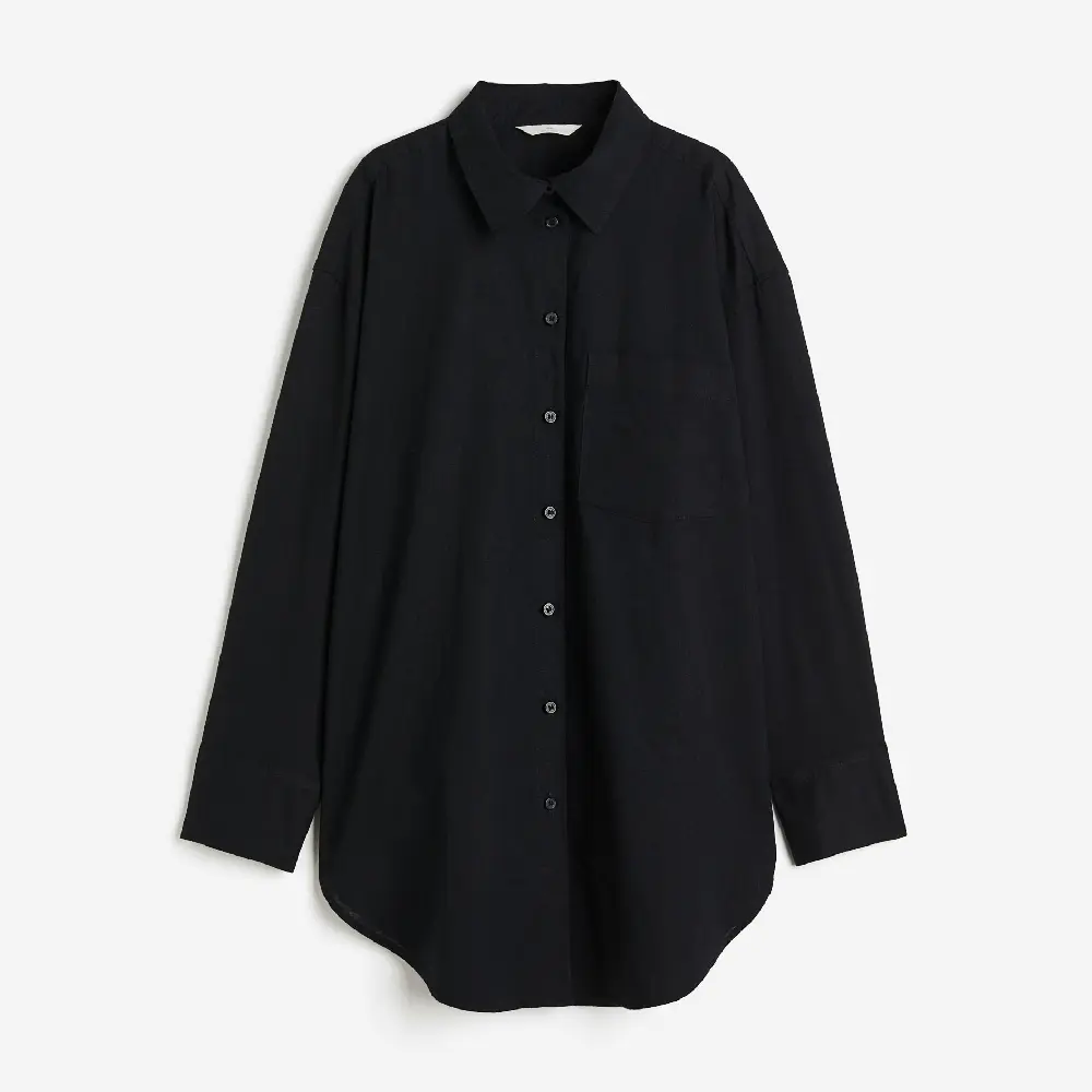

Рубашка H&M Linen-blend, черный