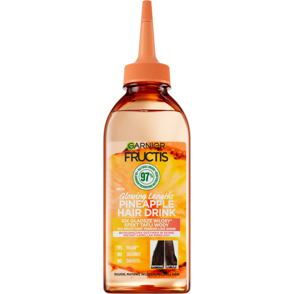 Garnier Fructis Pineapple Hair Drink мгновенный ламеллярный кондиционер в жидкости для волос, 200 мл - фото