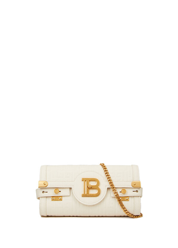 

Женская кожаная сумка на плечо с кремовым логотипом b buzz Balmain