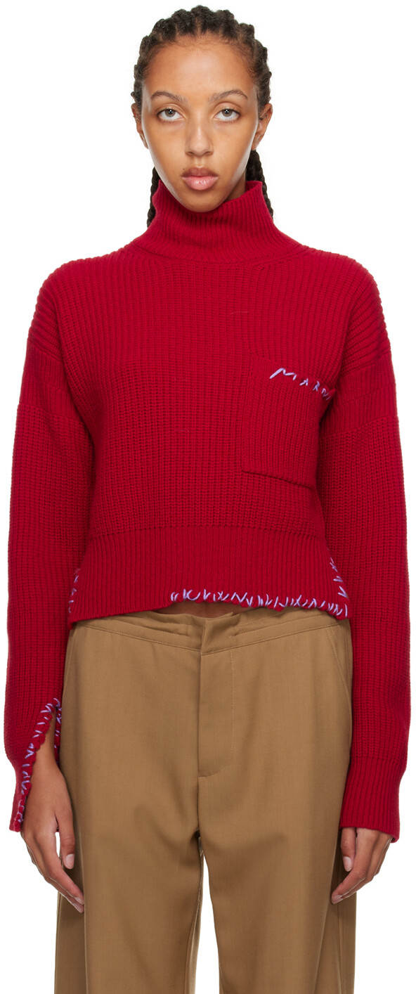 

Красный свитер с отложным хвостом Marni