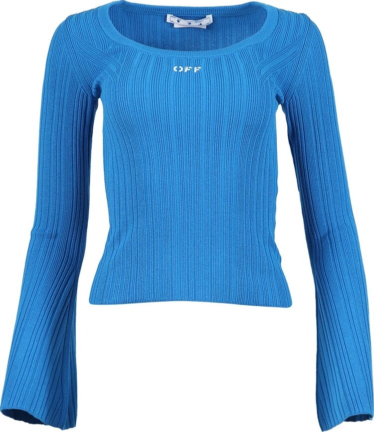 

Футболка Off-White Off Stamp Rib Scoop Short-Sleeve Top 'Cobalt Blue', синий