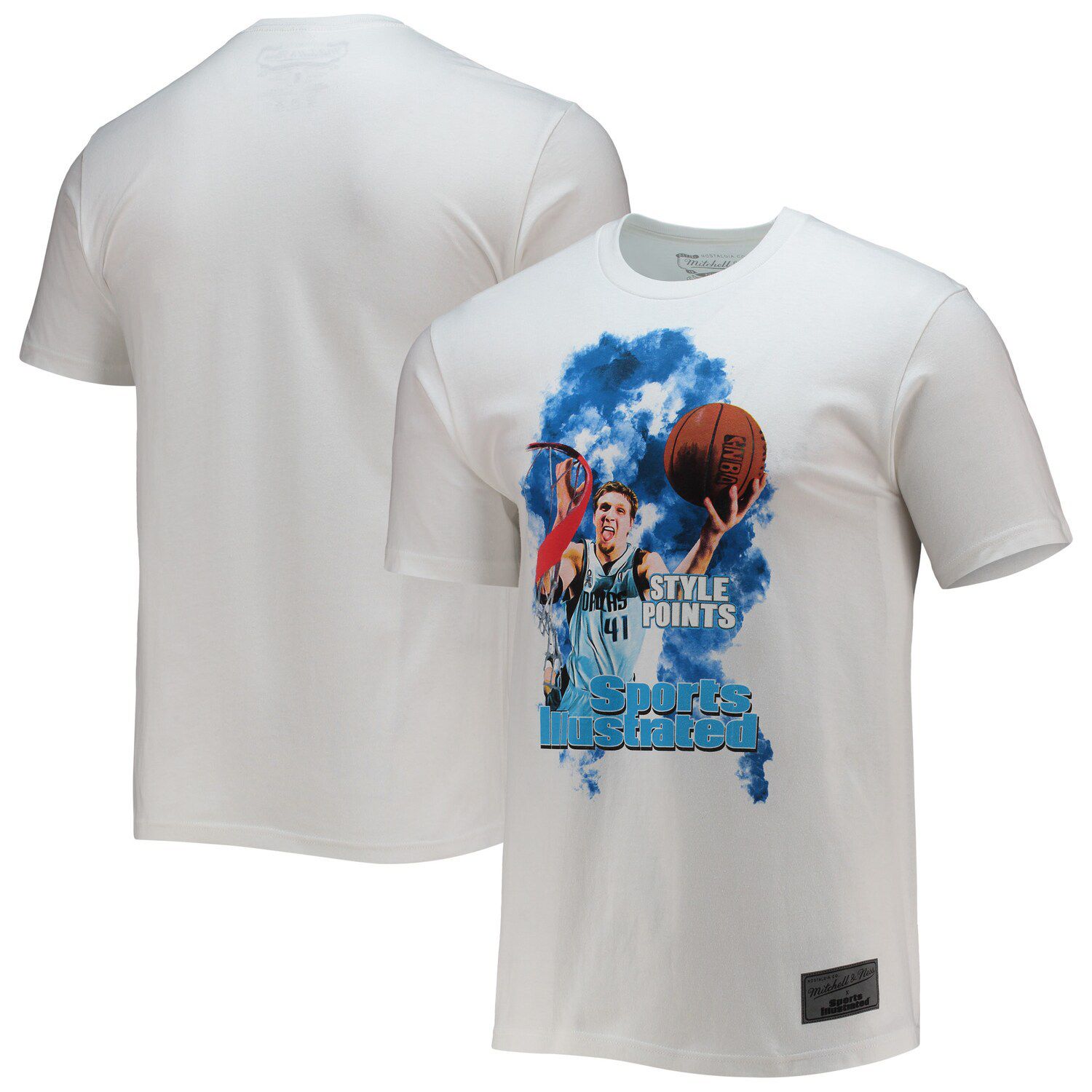 Мужская белая футболка Mitchell & Ness x Sports Illustrated Dirk Nowitzki с игроком Dallas Mavericks