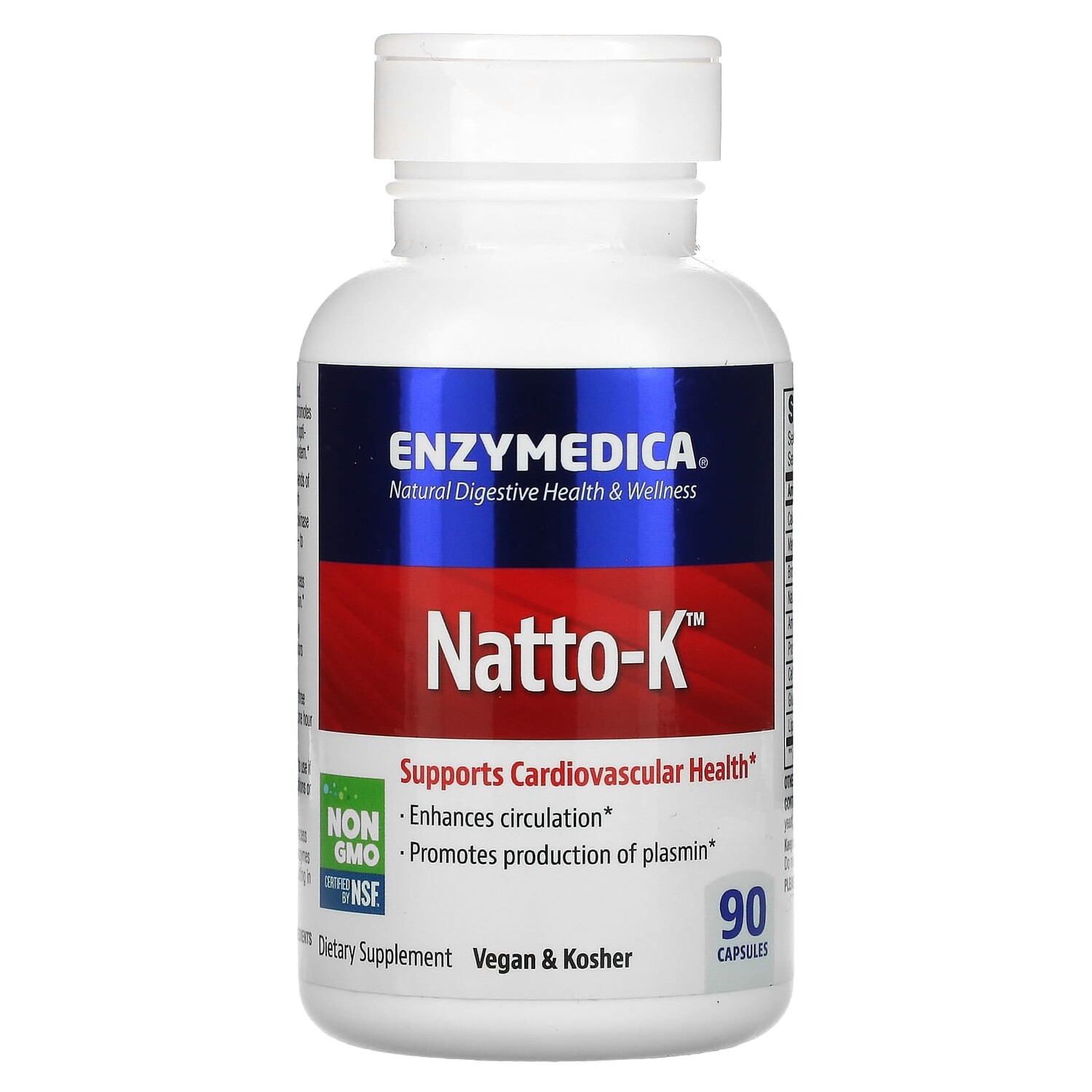 

Natto-K, для сердечно-сосудистой системы, 90 капсул, Enzymedica