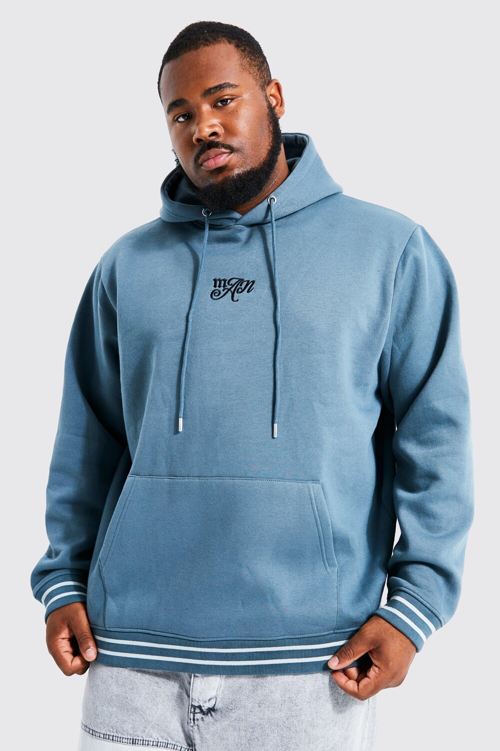 

Толстовка с капюшоном plus man sports rib Boohoo, синий