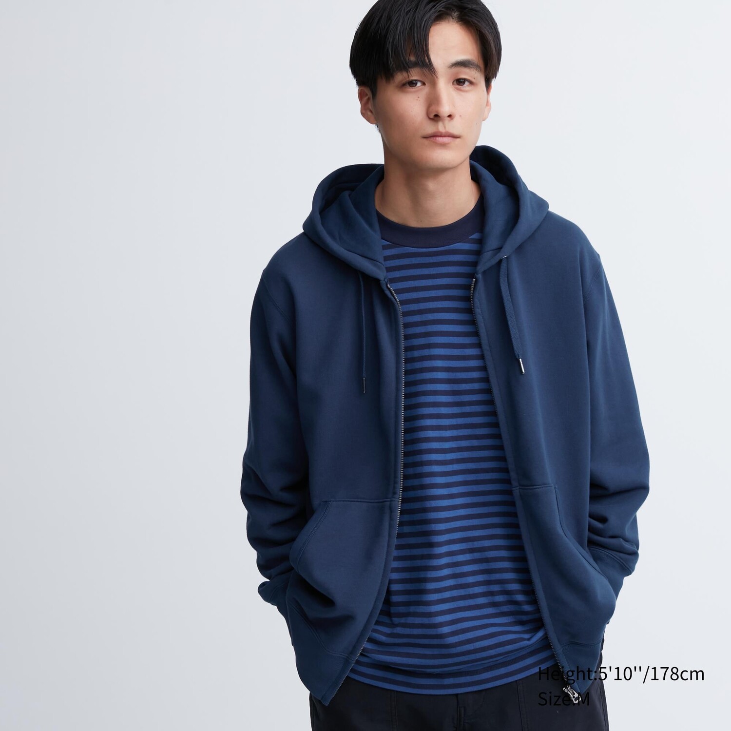 

Толстовка на молнии с капюшоном Uniqlo, синий