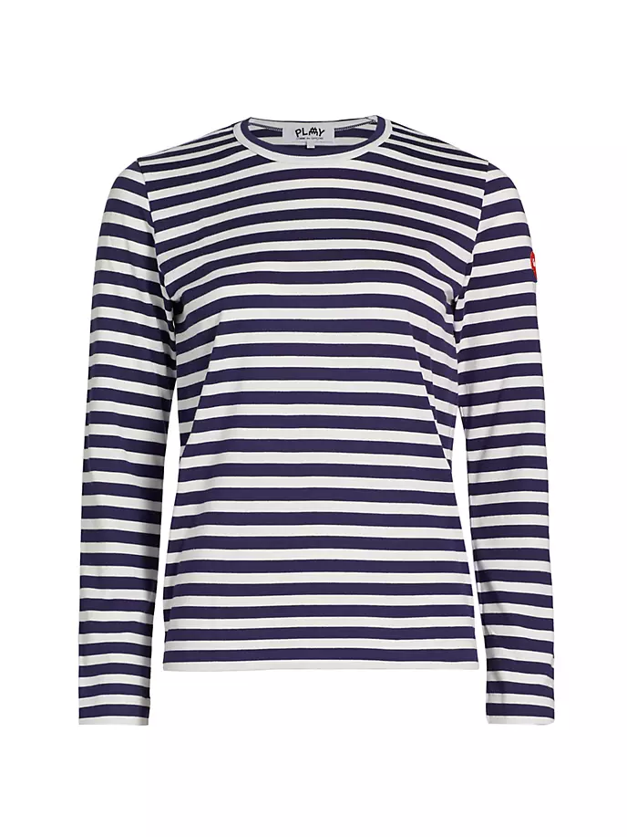 Хлопковая футболка в полоску с длинными рукавами Comme Des Garçons Play, белый джинсы bootcut onlhope wide stripe only цвет white stripes blue stripes