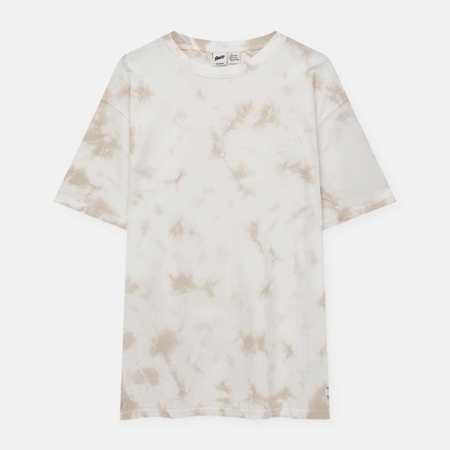 

Футболка Pull&Bear Short Sleeve Tie-dye, светло-бежевый