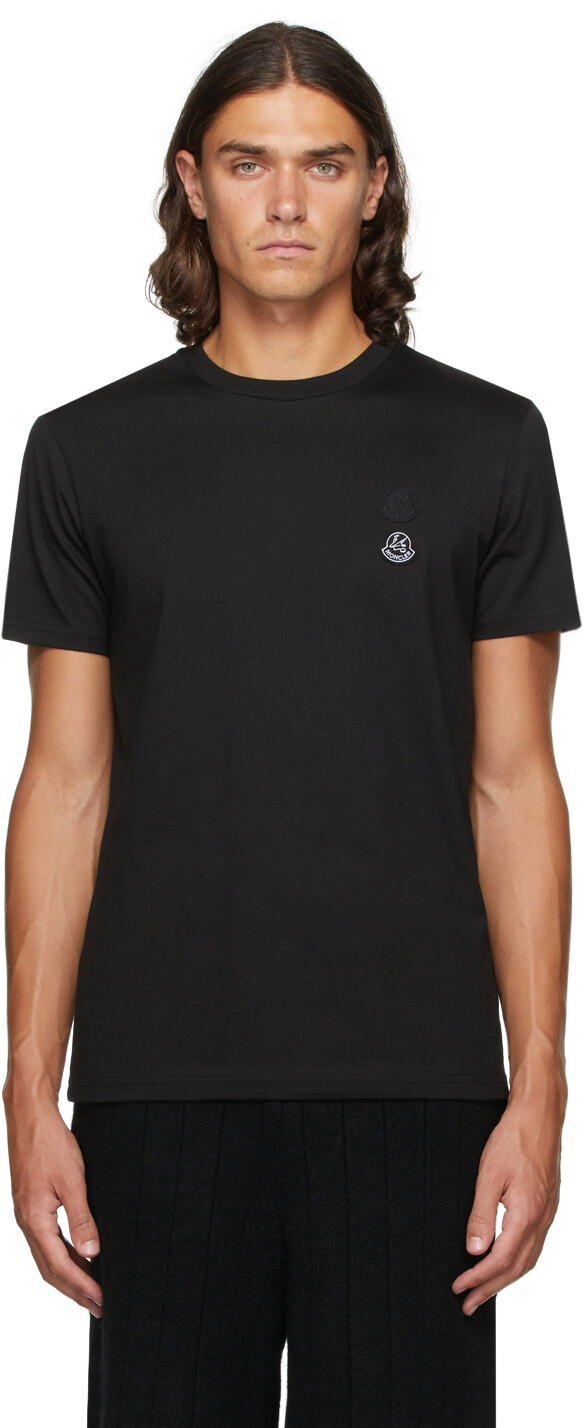 

2 Moncler 1952 Черная футболка с двойным логотипом Moncler Genius, Черный