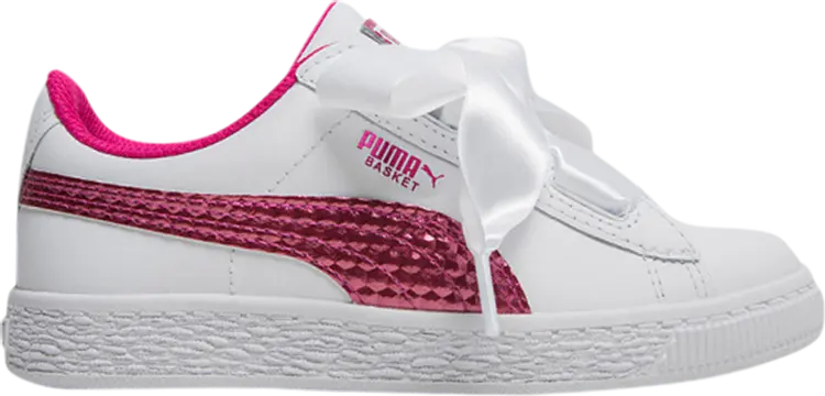 

Кроссовки Puma Basket Little Kid Heart Coated Glam, белый
