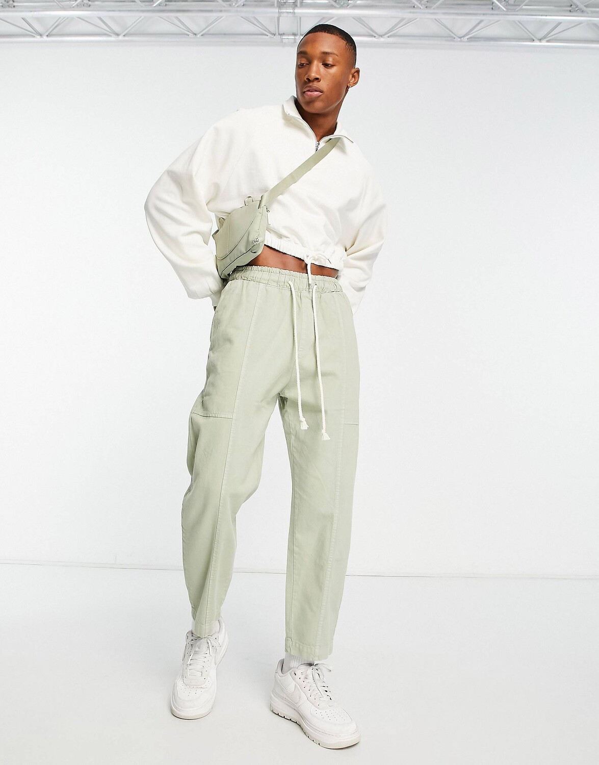 

Белая укороченная толстовка с молнией до половины ASOS DESIGN, Белый